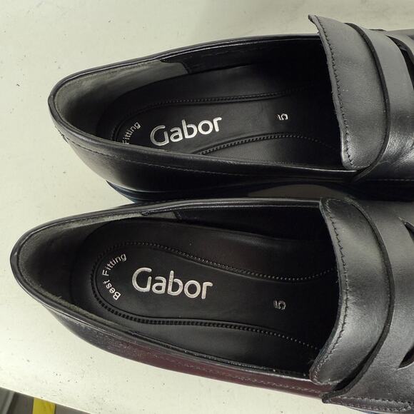 Gabor Miley Loafer Women's 7.5 Black Leather Slip On Low Top Block Heel Casual - Picture 9 of 10